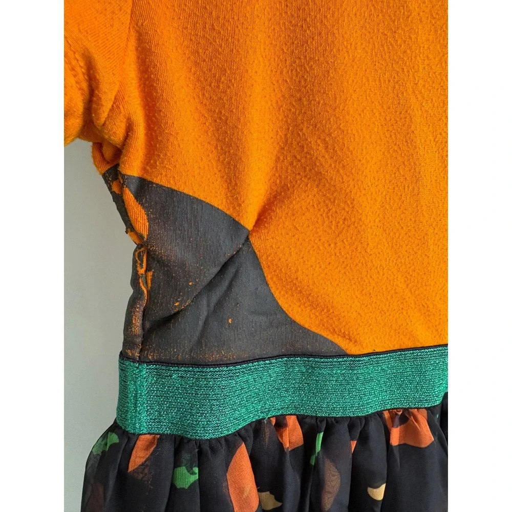 Squishmallows Girls Halloween Pumpkin Costume Dress Hood kidcore Orange Black L